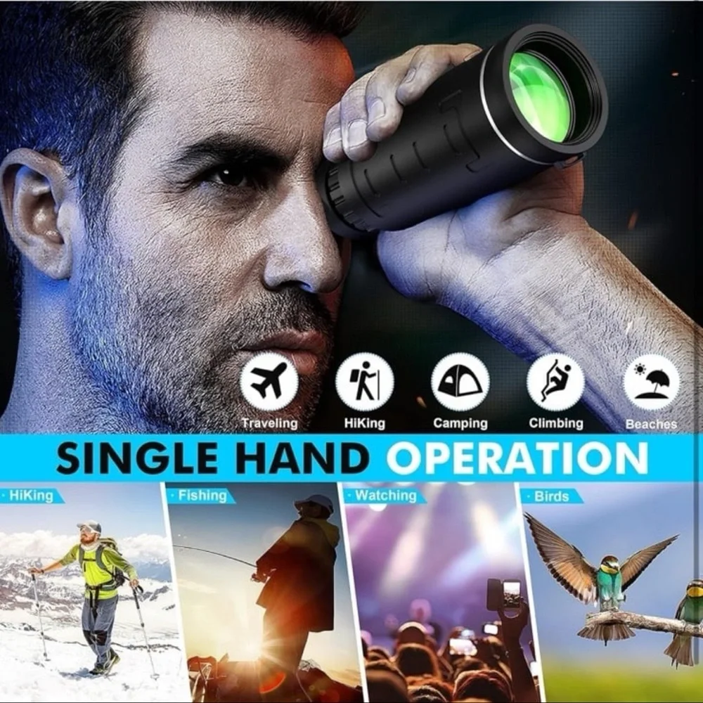 Black and Green Monocular Telescope with Smartphone Adapter